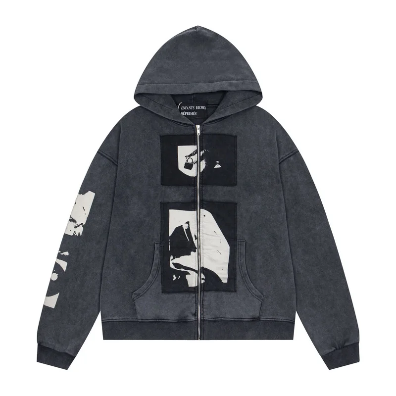 2025ss erd Hoody Sweatshirt High Street Kangaroo Pocket Long-sleeved Zipper Hooded for Men Women