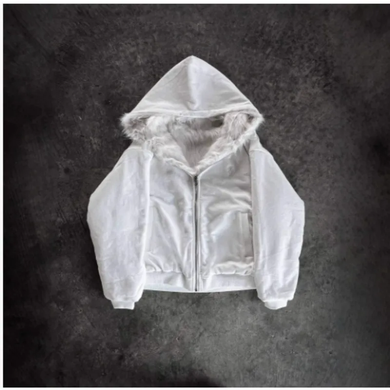 Autumn and Winter Oversized Thickened Warm Black Reversible Faux Fur Parka Coat Men with Hood Zipper Fluffy Jacket Hooded Coat