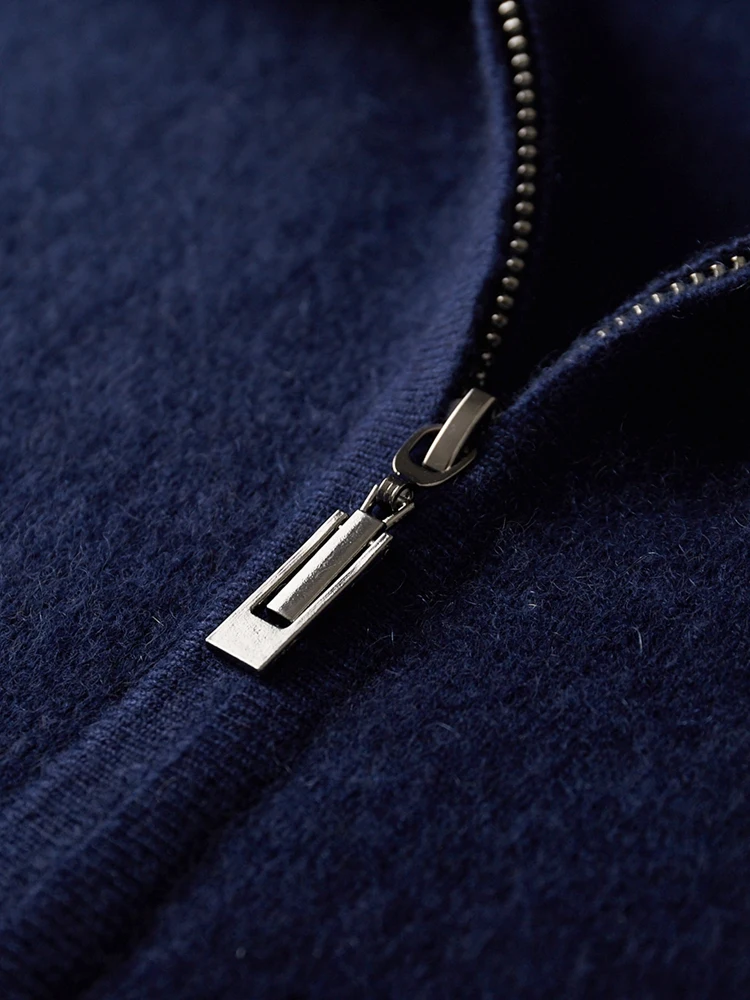 Men's Jacket 100% Merino Wool Sweater Cardigan Autumn Winter Sweater Thicked Casual Hoodie Knitwear Zipper Open Stitch Clothing