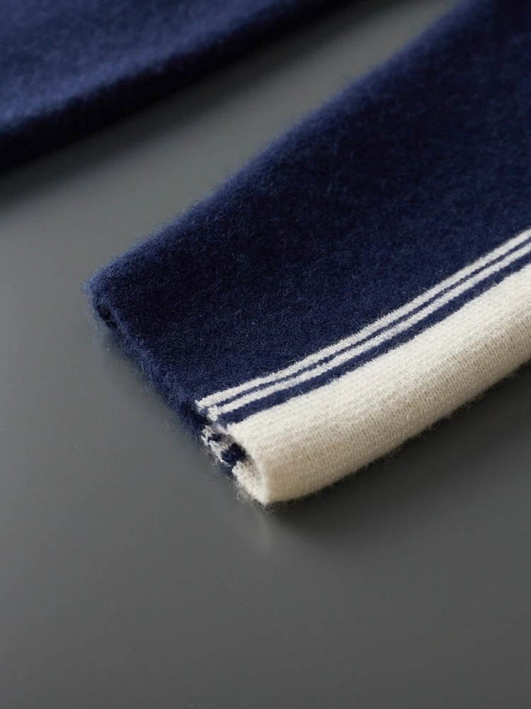 Men's Jacket 100% Merino Wool Sweater Cardigan Autumn Winter Sweater Thicked Casual Hoodie Knitwear Zipper Open Stitch Clothing