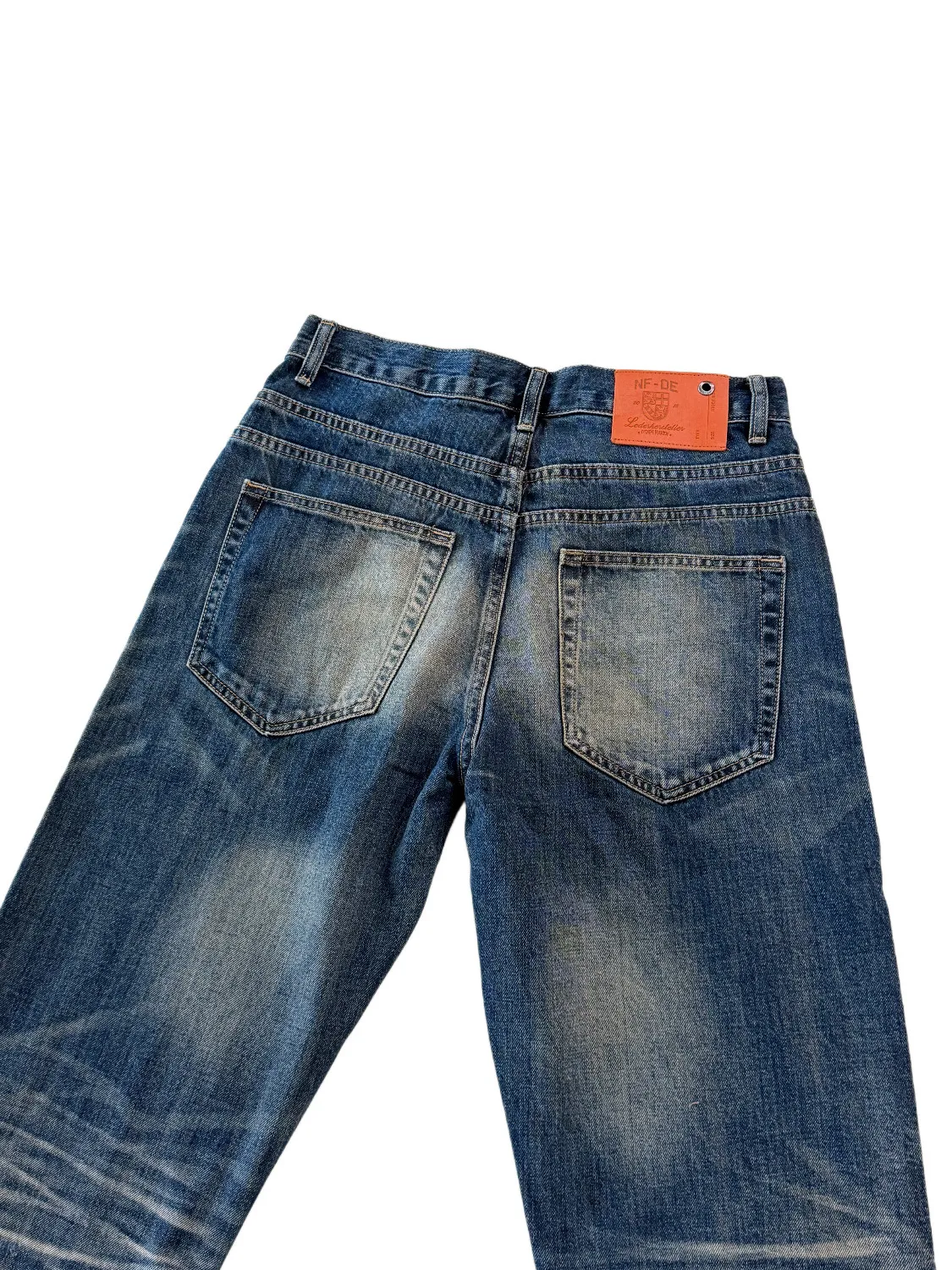 Button‑Fly Cat‑Whisker Pleated Indigo Selvedge Bootcut Jeans