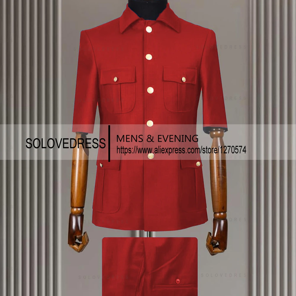 New Arrival 2 Piece Lapel Short Sleeves with 4 Real Pockets Single Breasted Slim Fit Summer Suits For Weddding(Blazer+Pants)