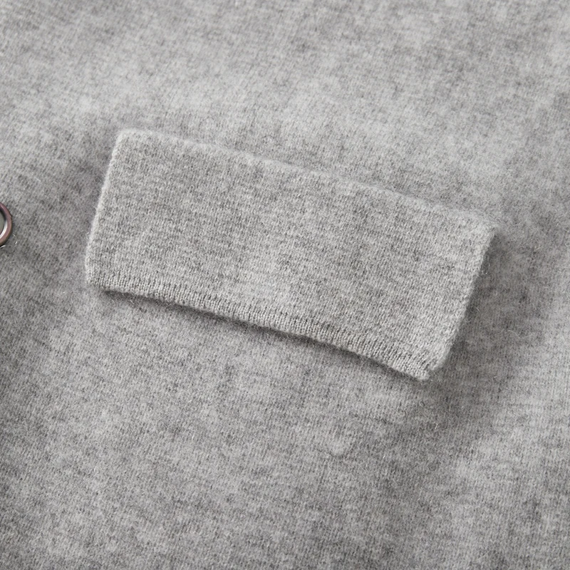 Men's Suit Collar Cardigan 100% Pure Wool Sweater Coat Autumn Winter Chic Pocket Business Casual Wool Outerwear Knitwear Top