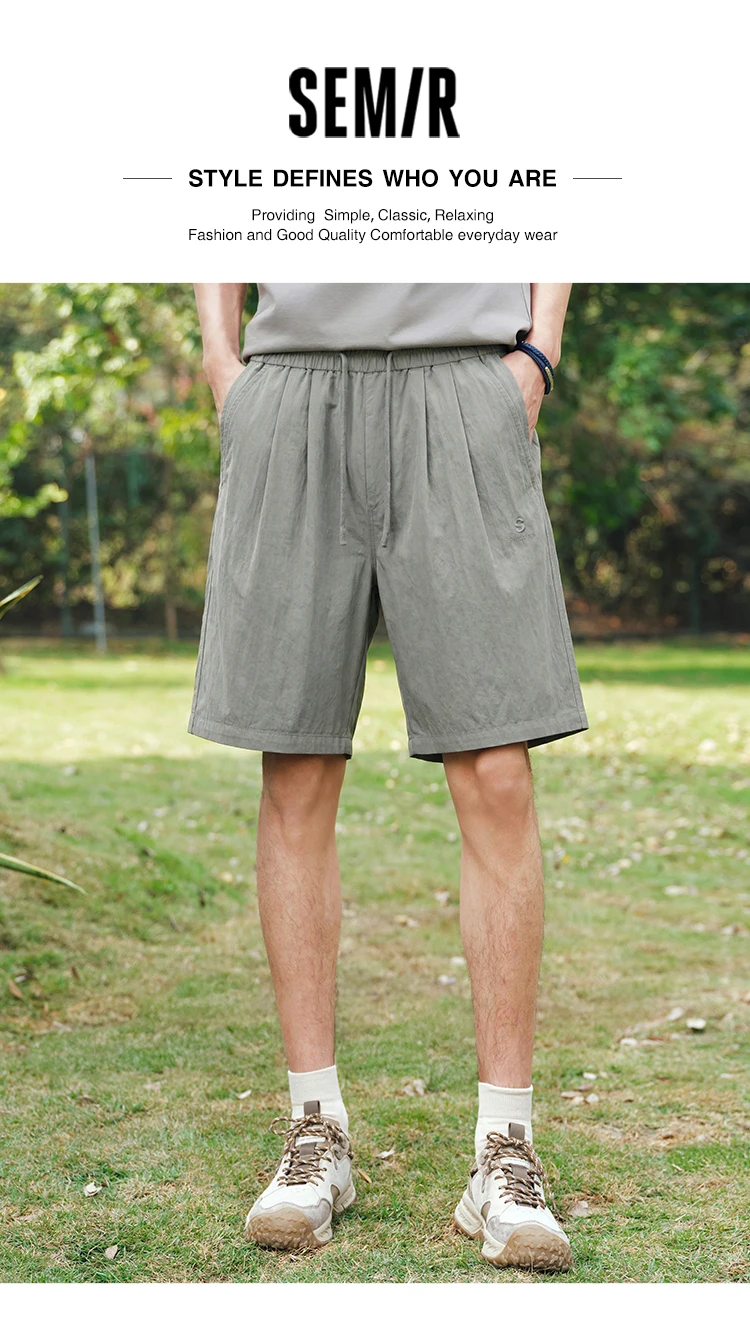 Semir Men Pants Casual Twill Micro Wrinkle Relaxed Drape Neat Fashion Shorts 2026 Summer Minimalist Daily Wear Top