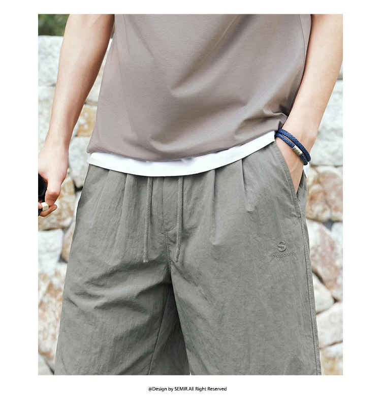 Semir Men Pants Casual Twill Micro Wrinkle Relaxed Drape Neat Fashion Shorts 2026 Summer Minimalist Daily Wear Top