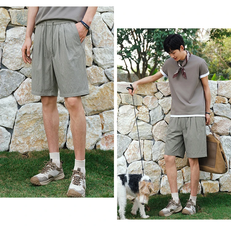 Semir Men Pants Casual Twill Micro Wrinkle Relaxed Drape Neat Fashion Shorts 2026 Summer Minimalist Daily Wear Top