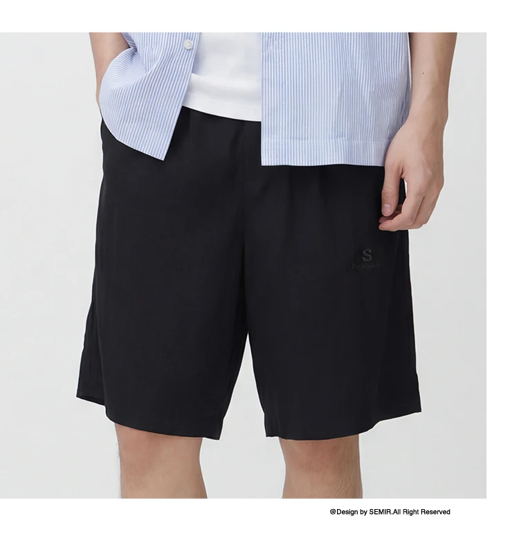 Semir Men Pants Casual Twill Micro Wrinkle Relaxed Drape Neat Fashion Shorts 2026 Summer Minimalist Daily Wear Top