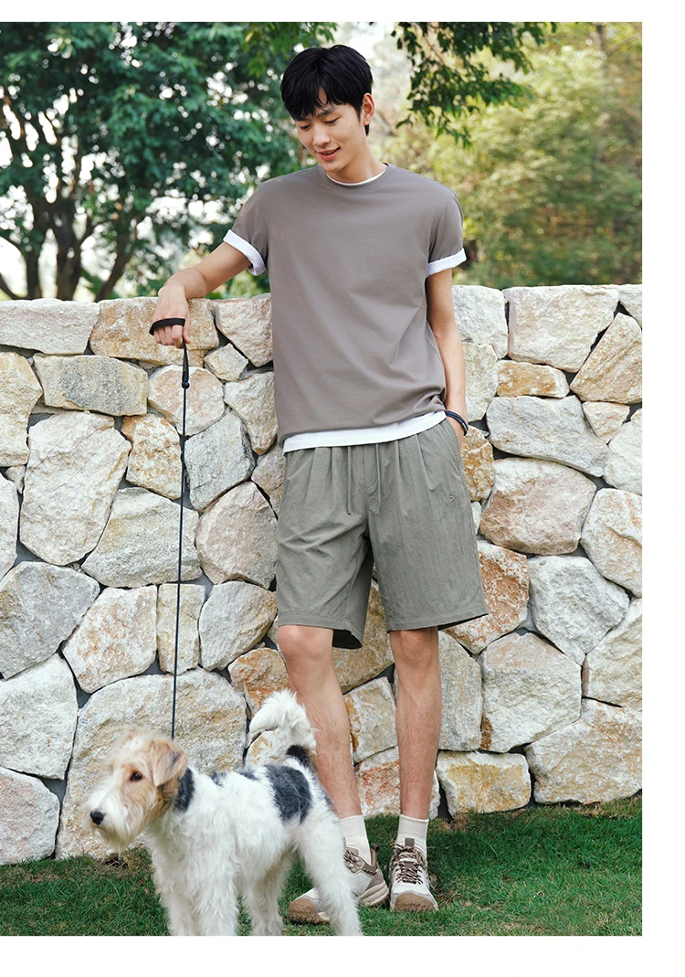 Semir Men Pants Casual Twill Micro Wrinkle Relaxed Drape Neat Fashion Shorts 2026 Summer Minimalist Daily Wear Top