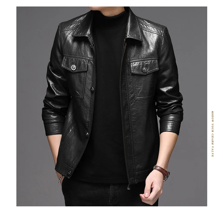 Men's Leather Jacket Sheepskin Vintage Soft Real Leather Jacket Men Genuine Spring Autumn Winter Internally Velvet Jacket Man