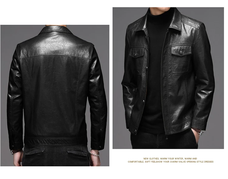Men's Leather Jacket Sheepskin Vintage Soft Real Leather Jacket Men Genuine Spring Autumn Winter Internally Velvet Jacket Man