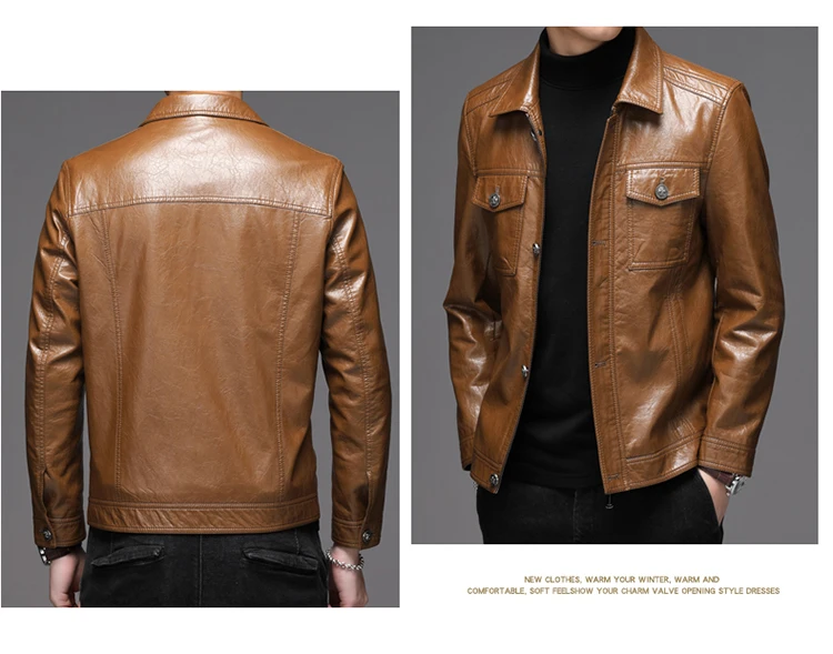 Men's Leather Jacket Sheepskin Vintage Soft Real Leather Jacket Men Genuine Spring Autumn Winter Internally Velvet Jacket Man