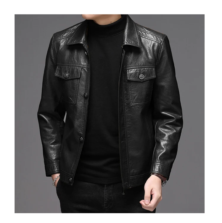 Men's Leather Jacket Sheepskin Vintage Soft Real Leather Jacket Men Genuine Spring Autumn Winter Internally Velvet Jacket Man