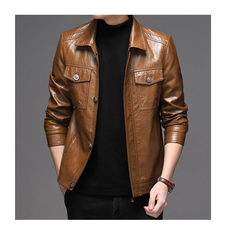 Men's Leather Jacket Sheepskin Vintage Soft Real Leather Jacket Men Genuine Spring Autumn Winter Internally Velvet Jacket Man