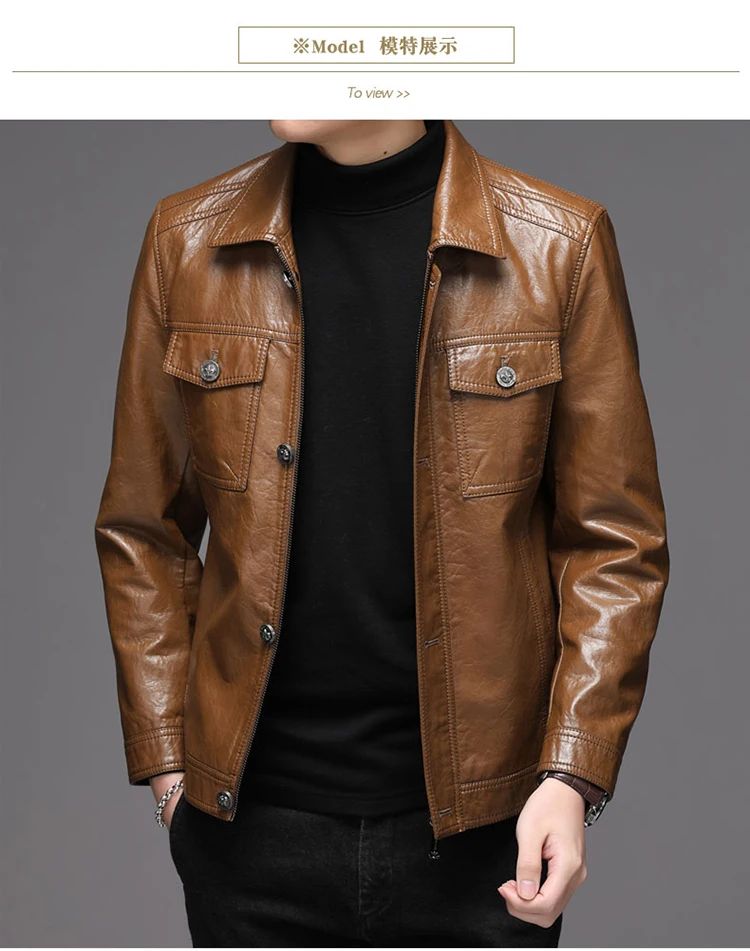 Men's Leather Jacket Sheepskin Vintage Soft Real Leather Jacket Men Genuine Spring Autumn Winter Internally Velvet Jacket Man