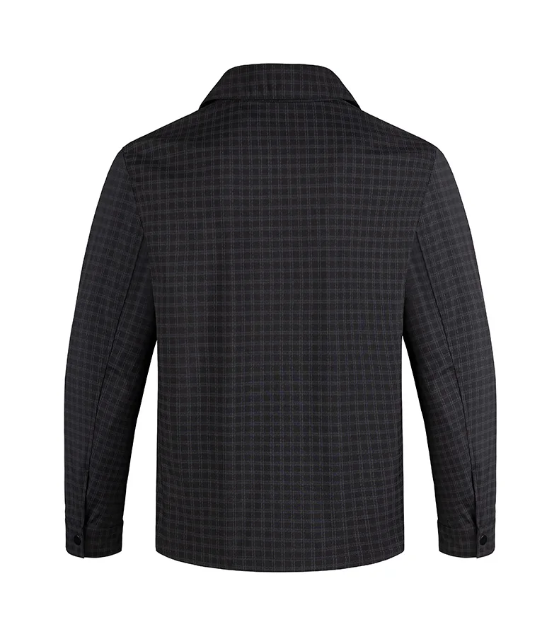 Men's Plaid Jacket Business Casual Spring Autumn Turn Down Collar Zipper Coat, Lightweight Outdoor Work Blazer for Daily Wear
