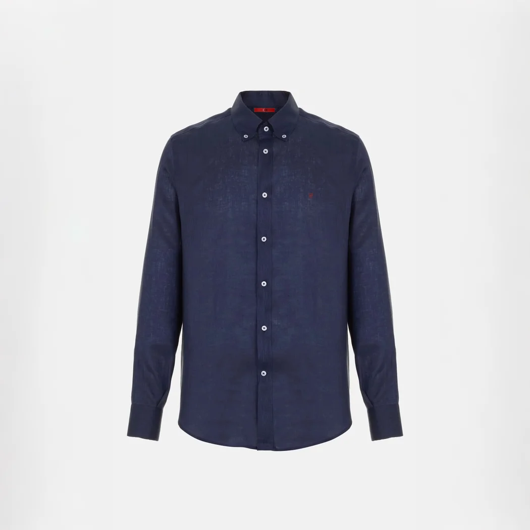 CH Linen Embroidered Long Sleeve Shirt Men Elegant Style Button Up Collar Breathable Casual Daily Tops