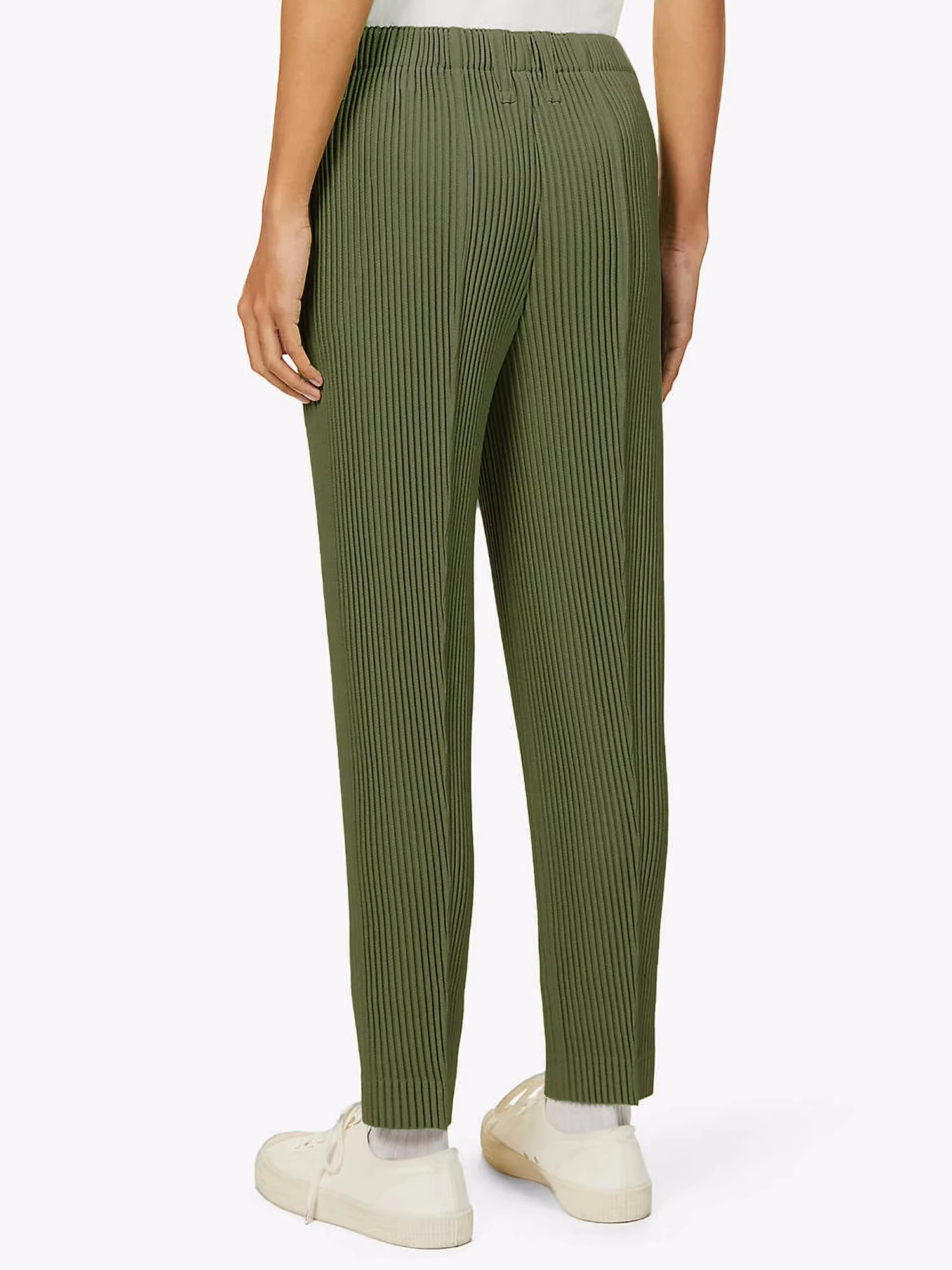 Miyake Pleated Pants Fashion Costume Japanese Streetwear Men Pants Comfortable Black Stretch Suit Pants