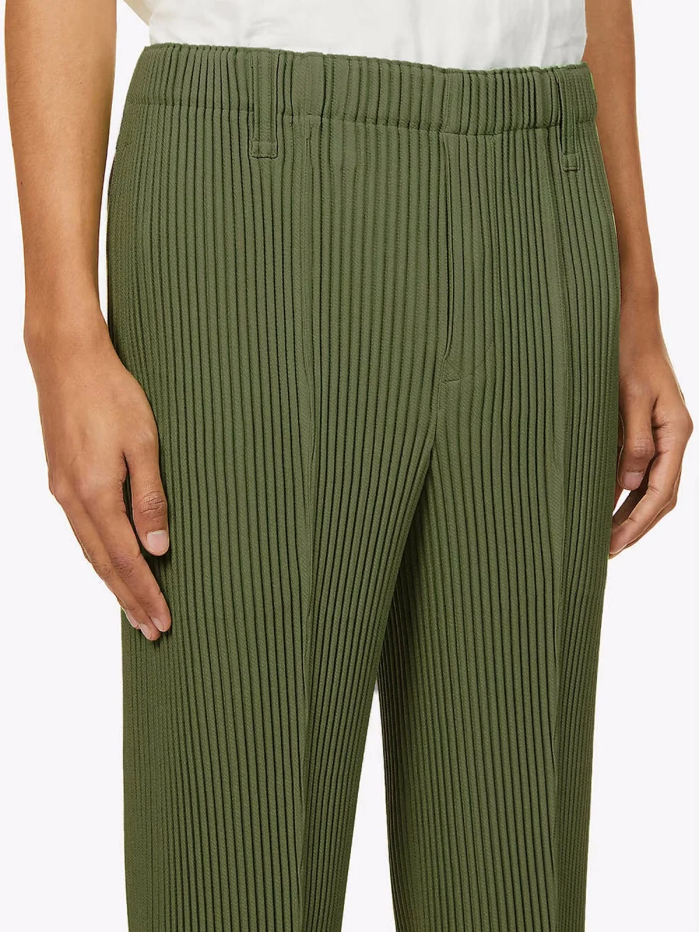 Miyake Pleated Pants Fashion Costume Japanese Streetwear Men Pants Comfortable Black Stretch Suit Pants
