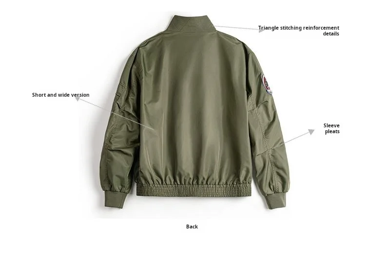 Maden Vintage Military Style G8WEP Jacket Men's Short Length Stand Collar Tactical Coat Green Lightweight Zip-Up Field Jacket