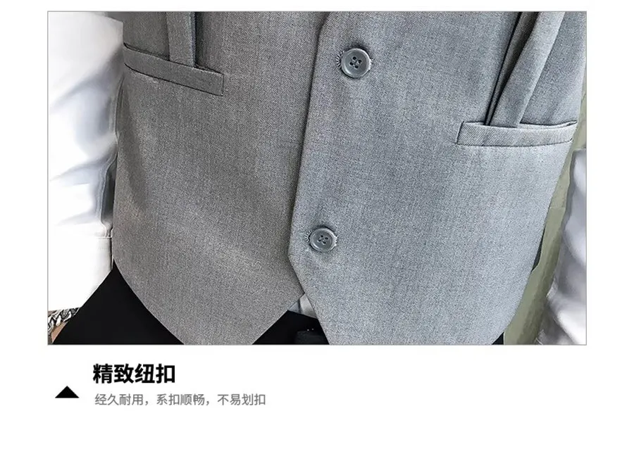 British Style Shoulder Strap Decoration Suit Vest for Men V-neck Casual Business Waistcoat Party Waiter Wedding Uniform Vests