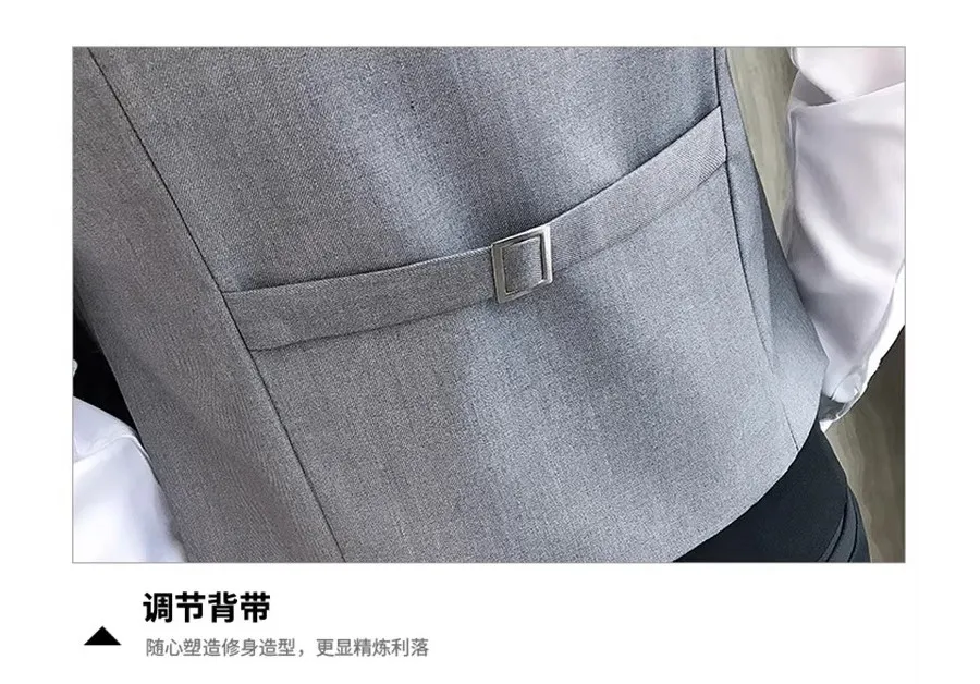 British Style Shoulder Strap Decoration Suit Vest for Men V-neck Casual Business Waistcoat Party Waiter Wedding Uniform Vests