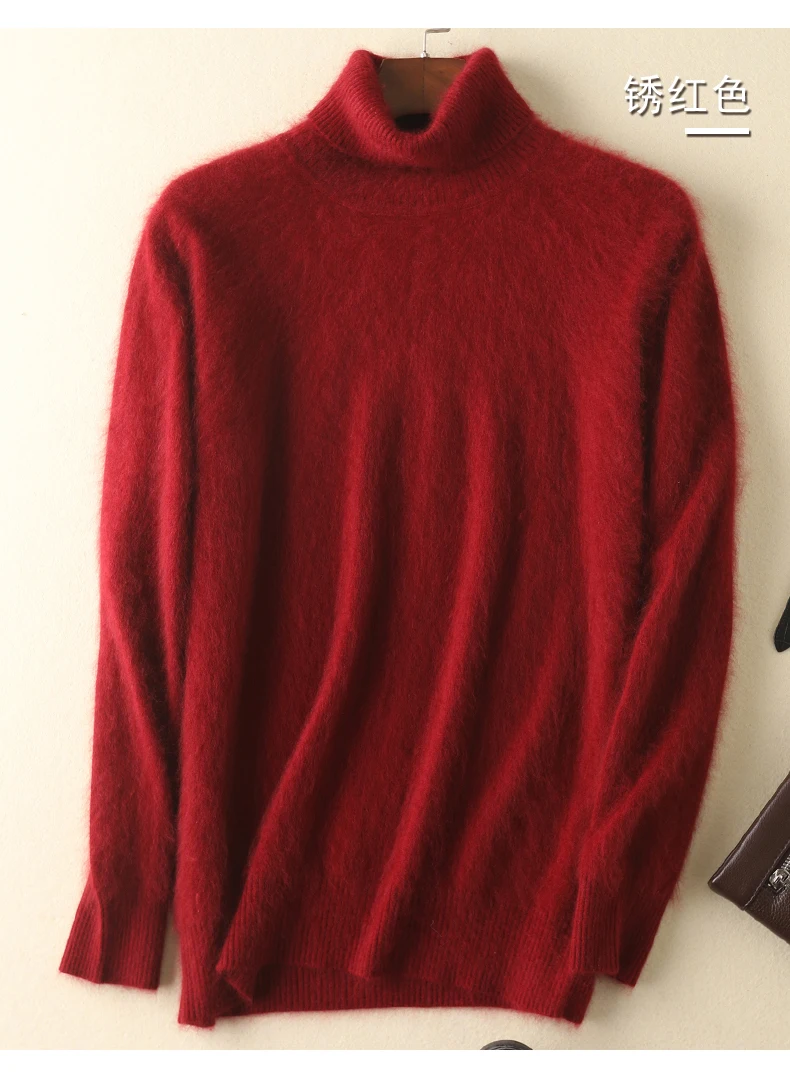 MVLYFLRT Men's 100% pure Mink velvet Cashmere Sweater High Lapels Pullovers Knitted Winter New Tops Long Sleeve High-End Jumpers