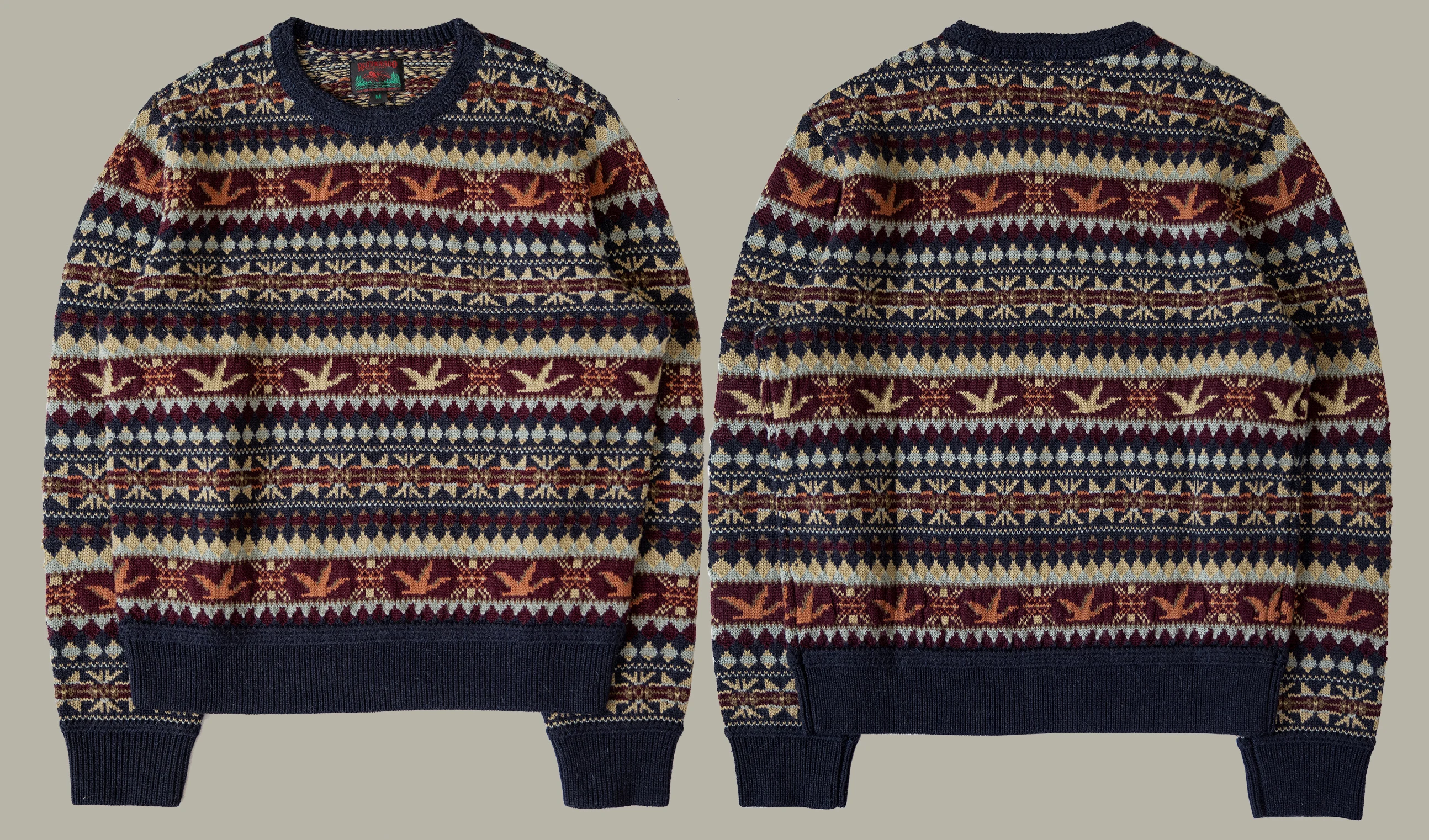 MY-0016 Super Top Quality Heavy Thick Jumper Big Flexible 100% Merino Wool & Italy Leather Warm Pullover