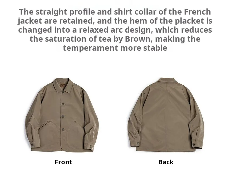 Maden French Vintage Work Jacket Men's Coffee Notch Lapel Casual Single Breasted Coat Slant Pockets Outwear for Spring and Fall