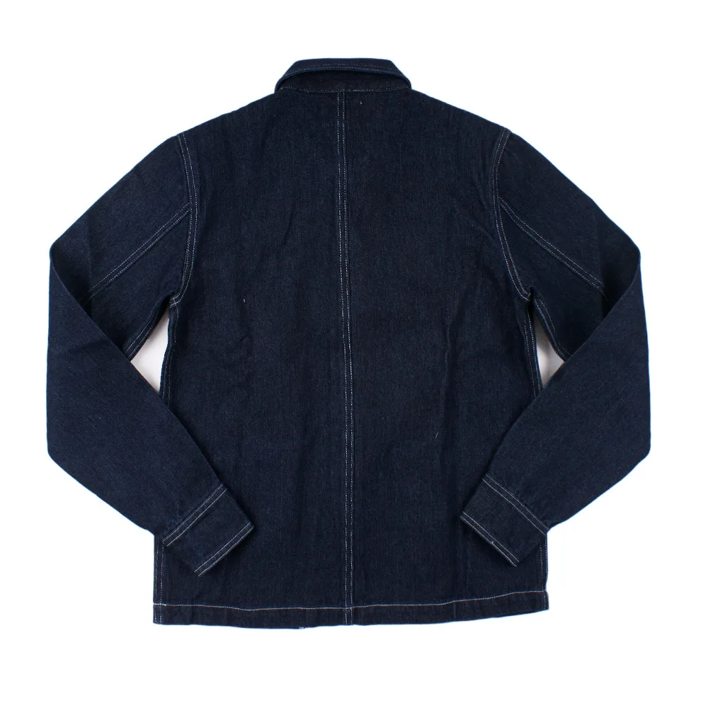 OK8602 Denim Vertical Striped Jacket Men Tooling Motorcycle Style Hip Hop Cool Handsome Youth Multi-Pocket Lapel Coat Clothing