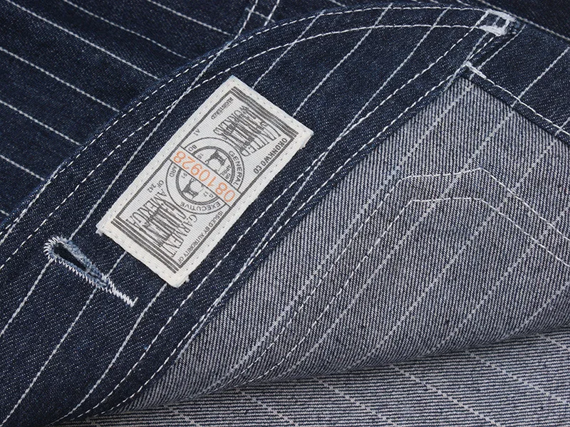 OK8602 Denim Vertical Striped Jacket Men Tooling Motorcycle Style Hip Hop Cool Handsome Youth Multi-Pocket Lapel Coat Clothing