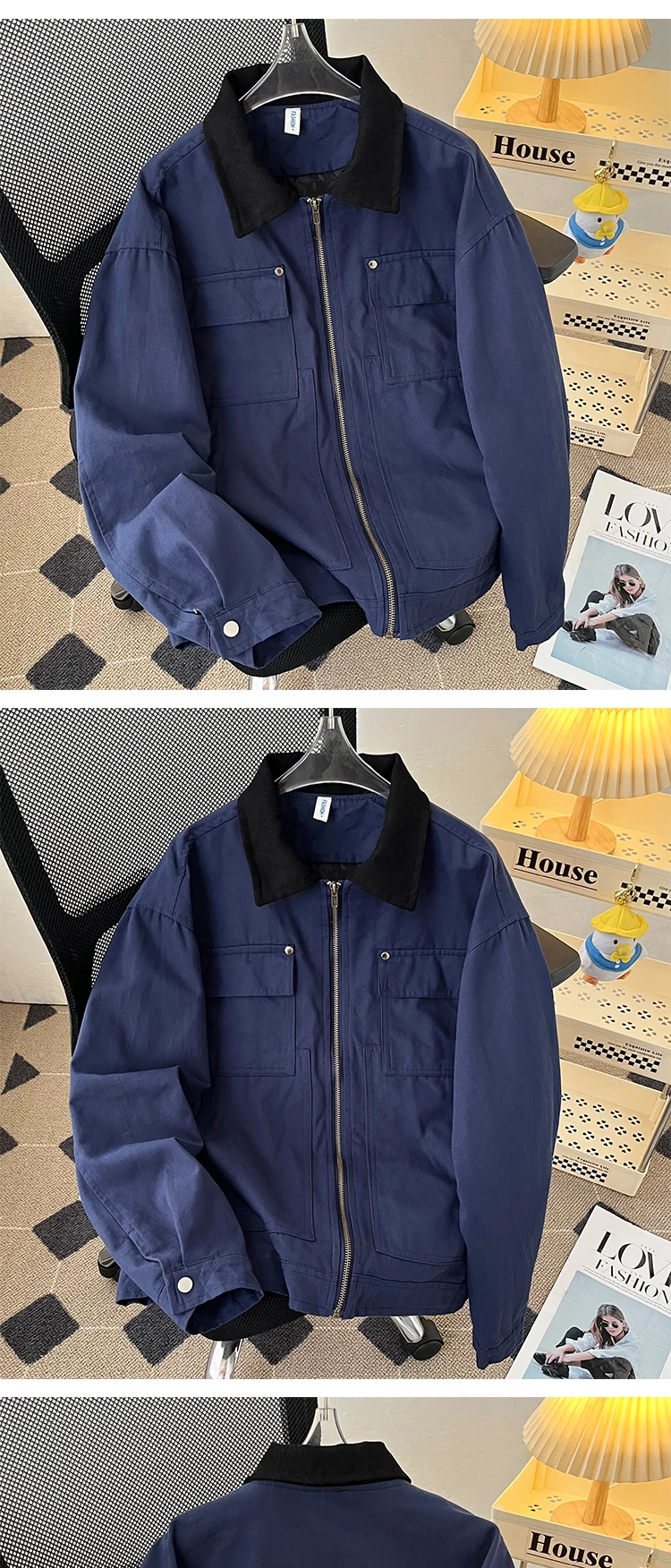 Men Retro Contrasting Color Solid Pockets Casaul Jacket Unisex Men Baseball Bomber Coat Varsity Outerwear High Streetwear