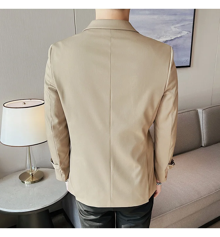 2026Men Party Wedding Banquet Blazer Solid Metal Buckle Decoration Blazer For Italian Designer Suit Jacket Slim Fit Blazer Homme
