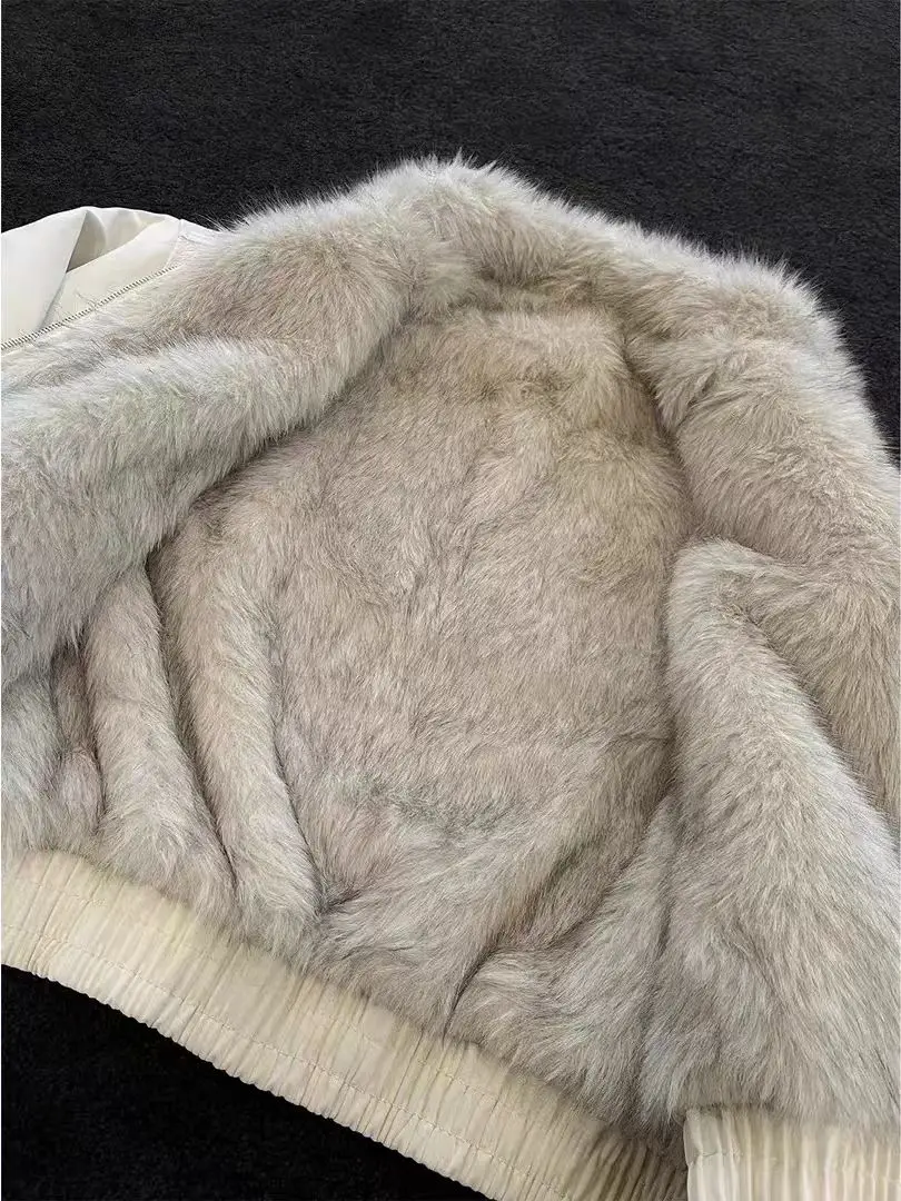 Bomber jacket for men and women thickened wool inner American aircraft buckle fashion stand-up collar parka retro jacket
