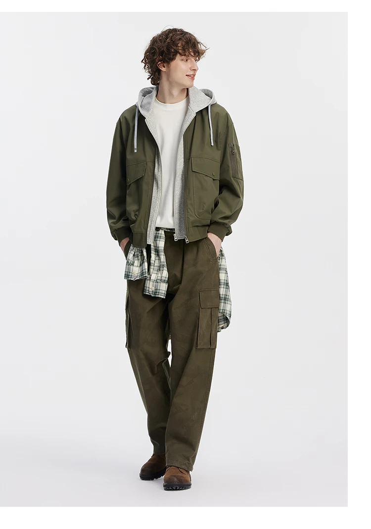 Semir Men Jacket Hooded Faux Layer Colorblock Street Casual Style Loose 2026 Autumn Outerwear Layered Trendy Daily Wear