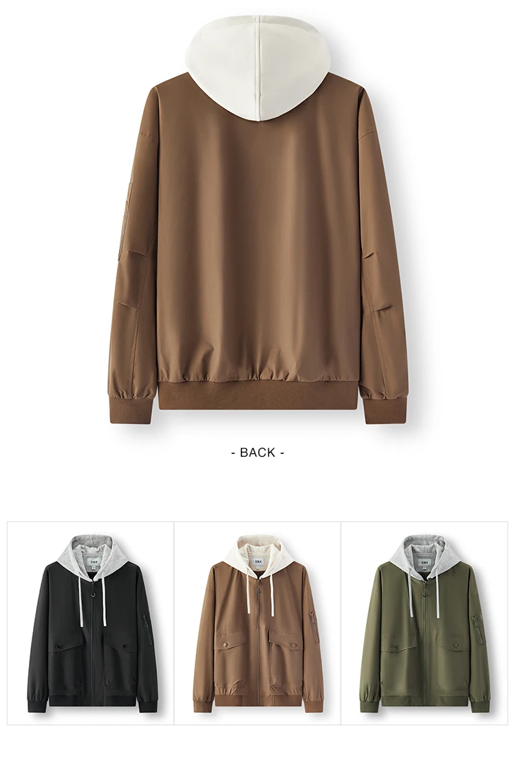 Semir Men Jacket Hooded Faux Layer Colorblock Street Casual Style Loose 2026 Autumn Outerwear Layered Trendy Daily Wear