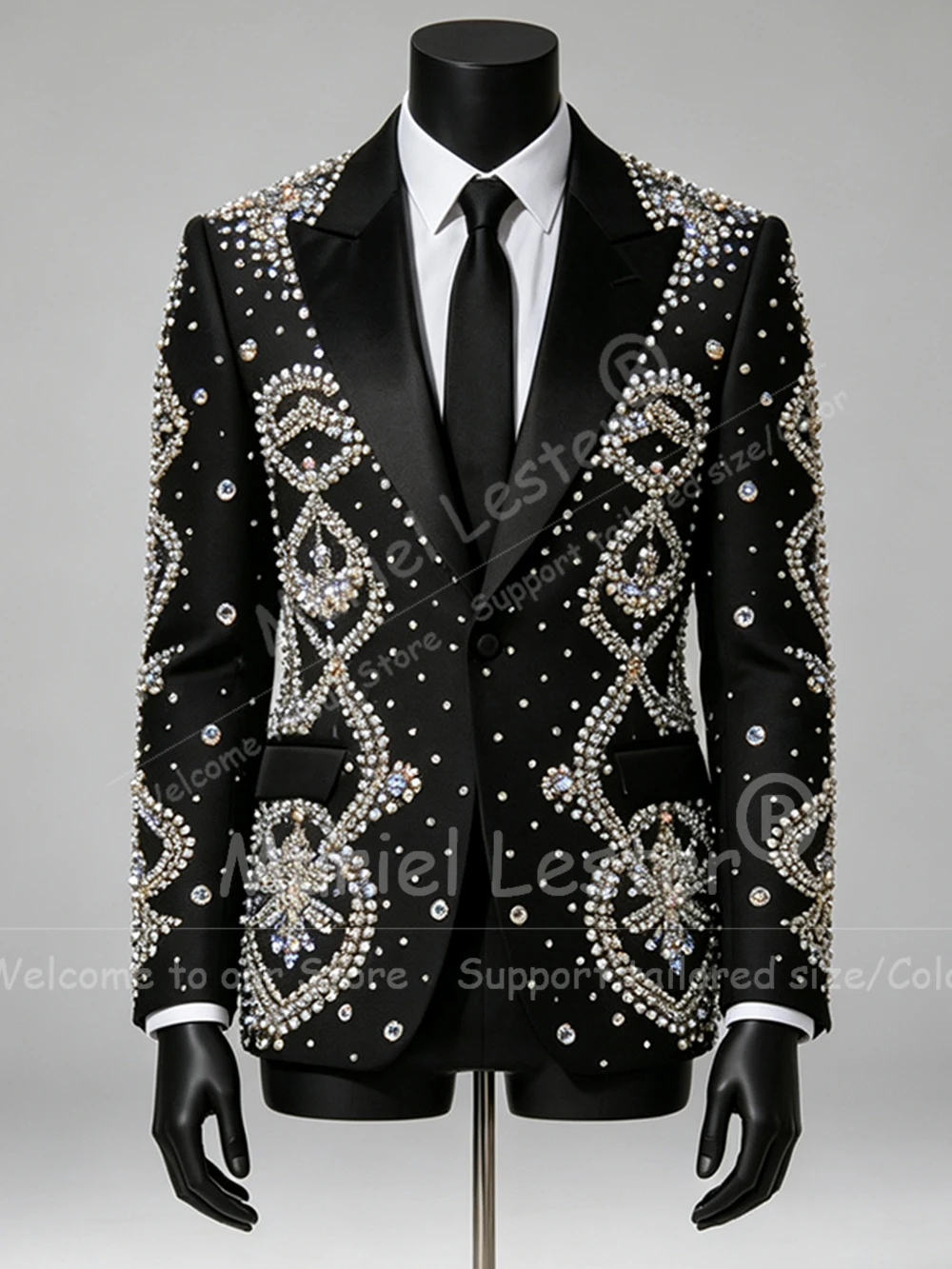 Man Heavy Rhinestones Crystals Suit Jackets Slim Fit Single Breasted Prom Blazer Customized Man Banquet Coat Terno Masculinos