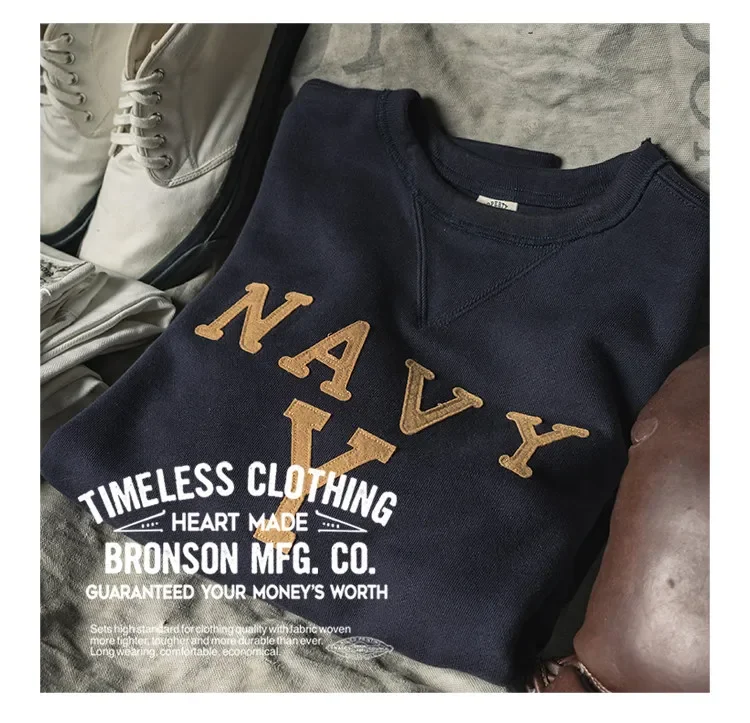 Autumn Rugged Bronson Boxing Coach Heavy Fleece Pullover – Navy Y Shipyard Sweatshirt Made from Premium US Cotton