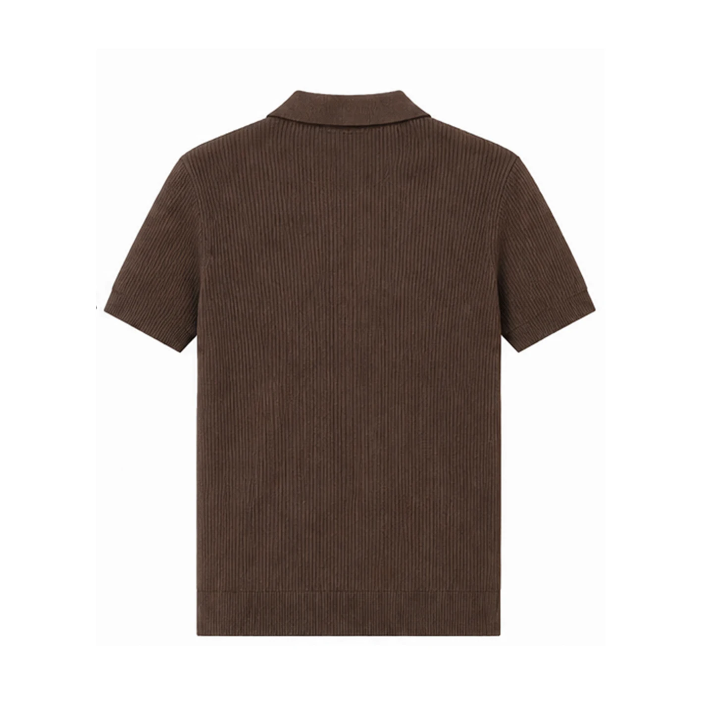 CH Men Luxury Vertical Ribbed Knit Polo Shirt Red Mini Embroidery Left Chest Regular Fit Vacation Office Smart Wear