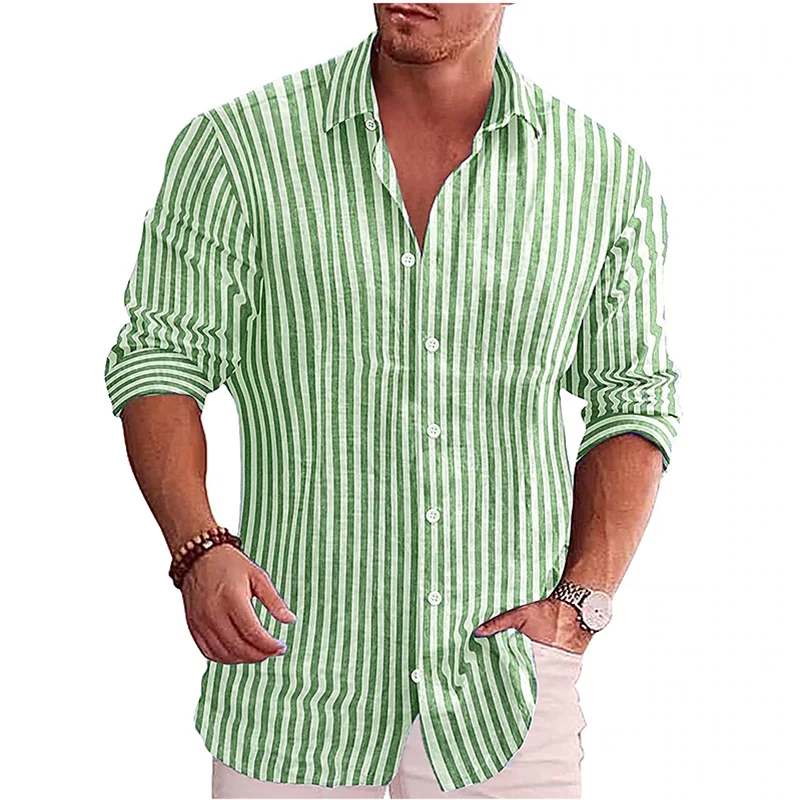 Men's formal shirt button lapel shirt black and white red long sleeve striped collar wedding work clothing large size 5XL