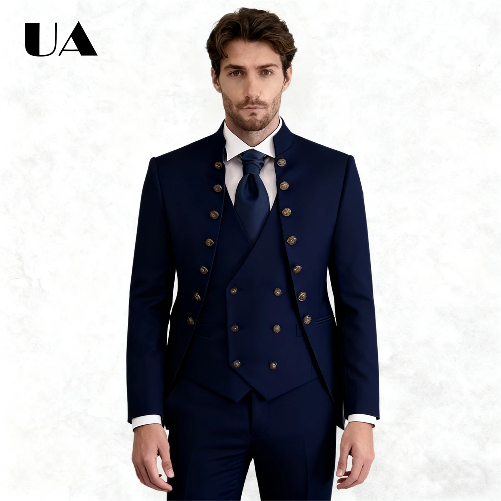 Wedding Groom Suit for Men, Africa Style 3-Piece Suit, Tailored Sizing Tuxedo, Jacket Vest Pants Plus Big Man Suit Attire