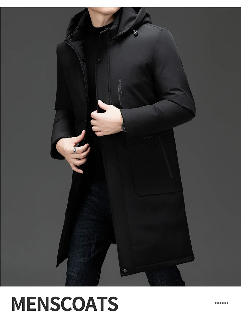 High End Long Thicken Winter New Brand Casual Fashion Hooded Parka Jacket Heavy Windbreaker Outdoor Windproof Coats Outerwear