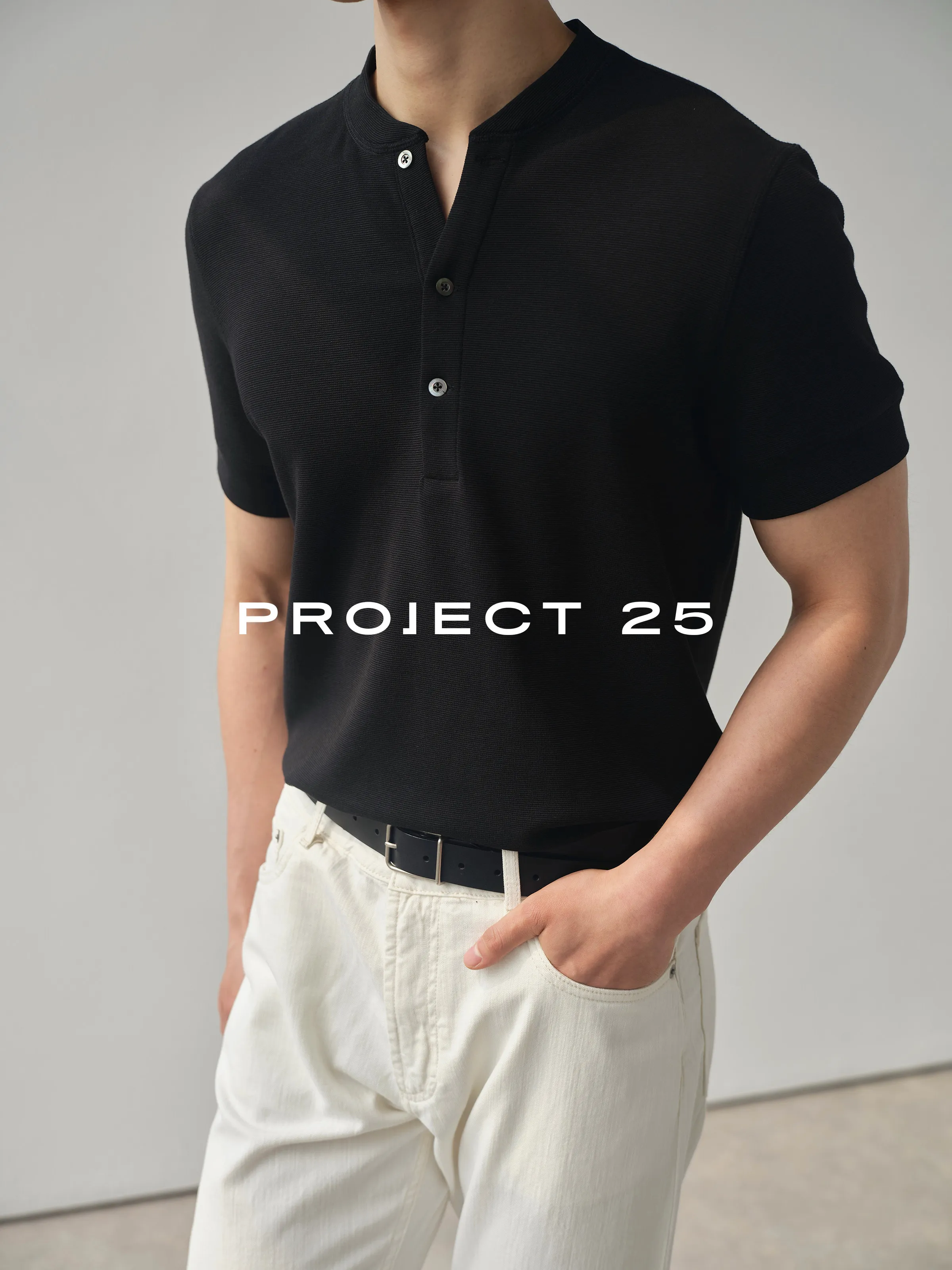 PROJECT 25 Men's Textured Cotton Old Money Style Henley T-Shirt, Soft Breathable Casual Versatile Short Sleeve Tops Hot Sale