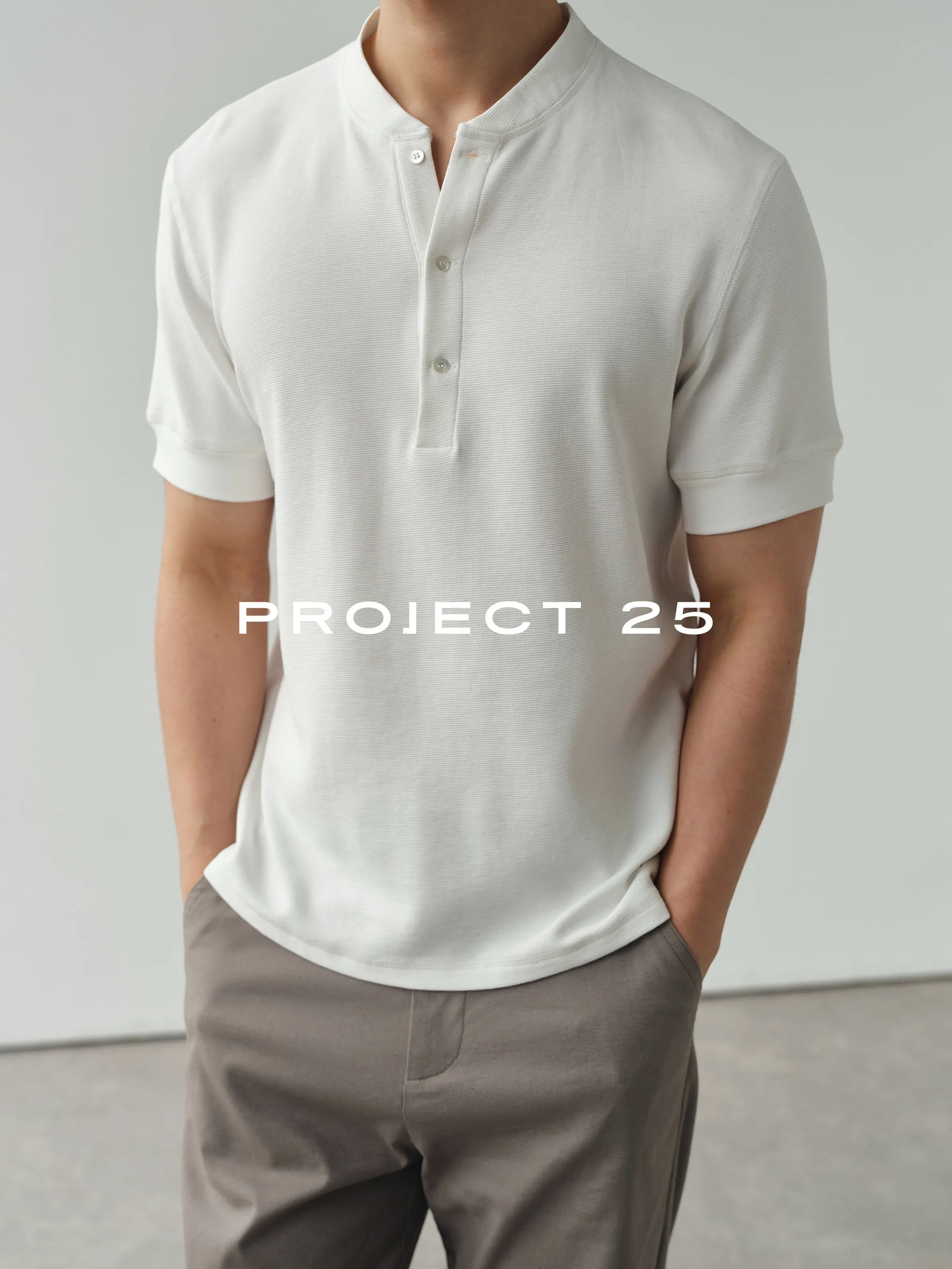 PROJECT 25 Men's Textured Cotton Old Money Style Henley T-Shirt, Soft Breathable Casual Versatile Short Sleeve Tops Hot Sale