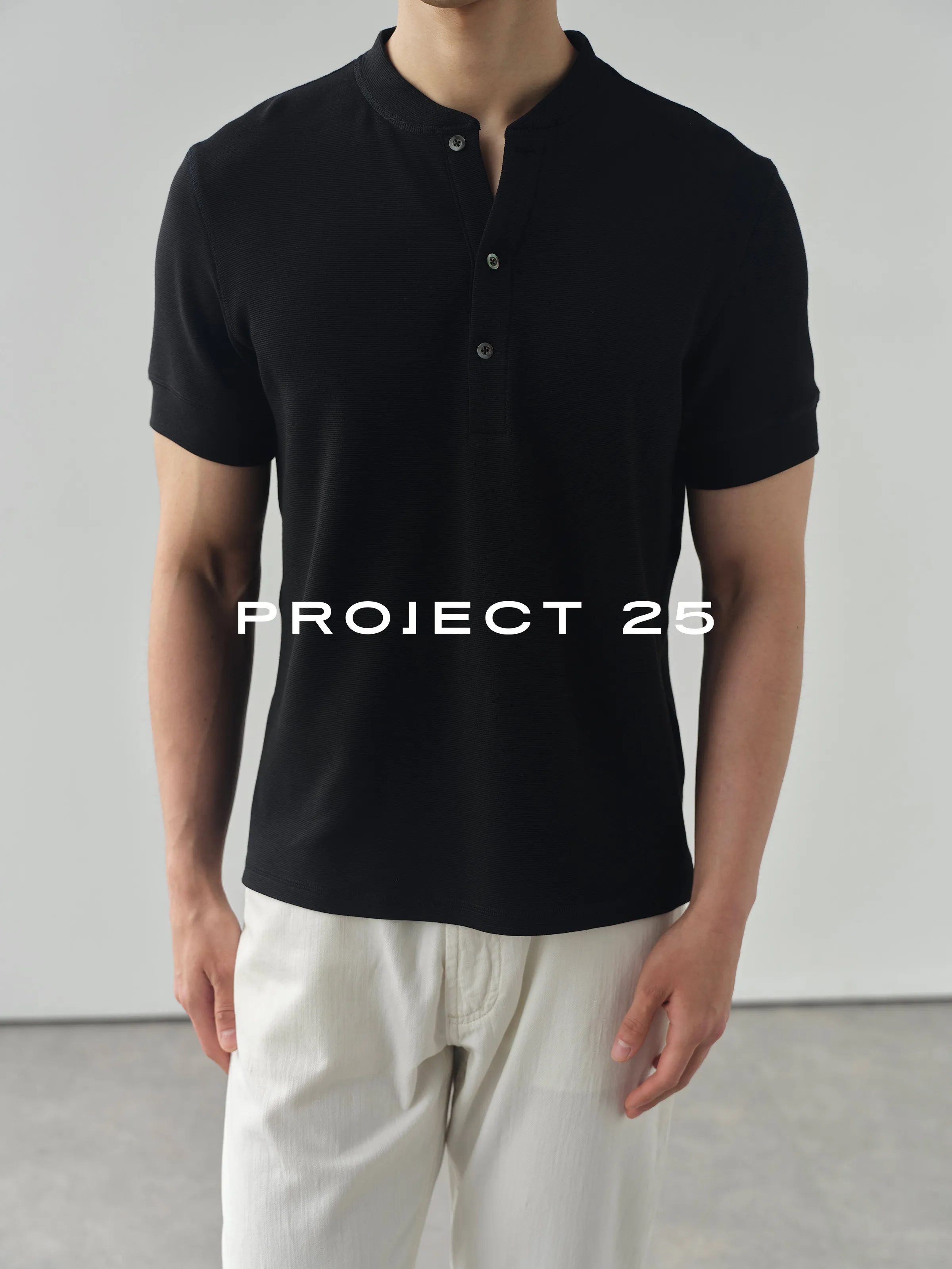 PROJECT 25 Men's Textured Cotton Old Money Style Henley T-Shirt, Soft Breathable Casual Versatile Short Sleeve Tops Hot Sale