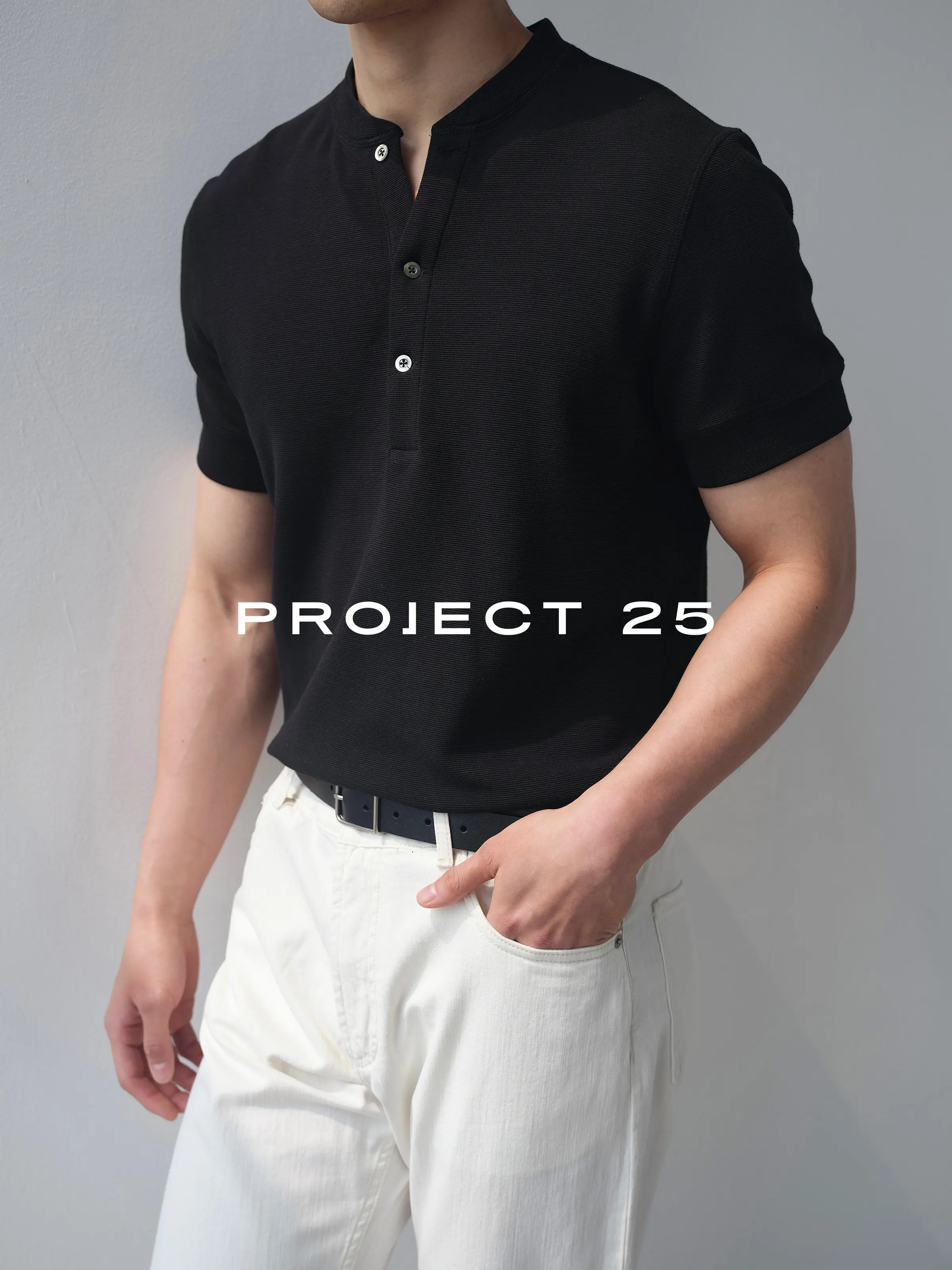 PROJECT 25 Men's Textured Cotton Old Money Style Henley T-Shirt, Soft Breathable Casual Versatile Short Sleeve Tops Hot Sale