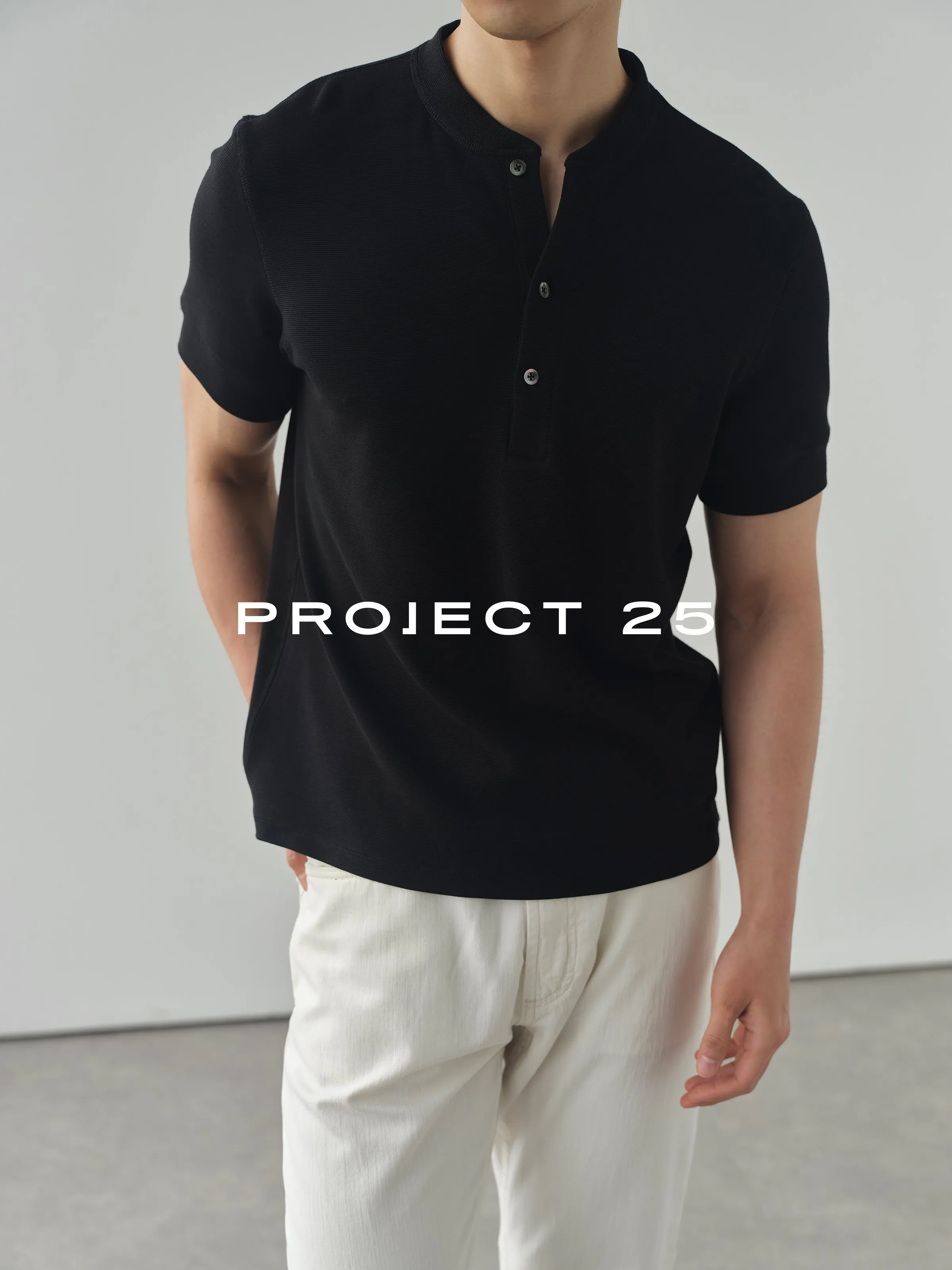 PROJECT 25 Men's Textured Cotton Old Money Style Henley T-Shirt, Soft Breathable Casual Versatile Short Sleeve Tops Hot Sale
