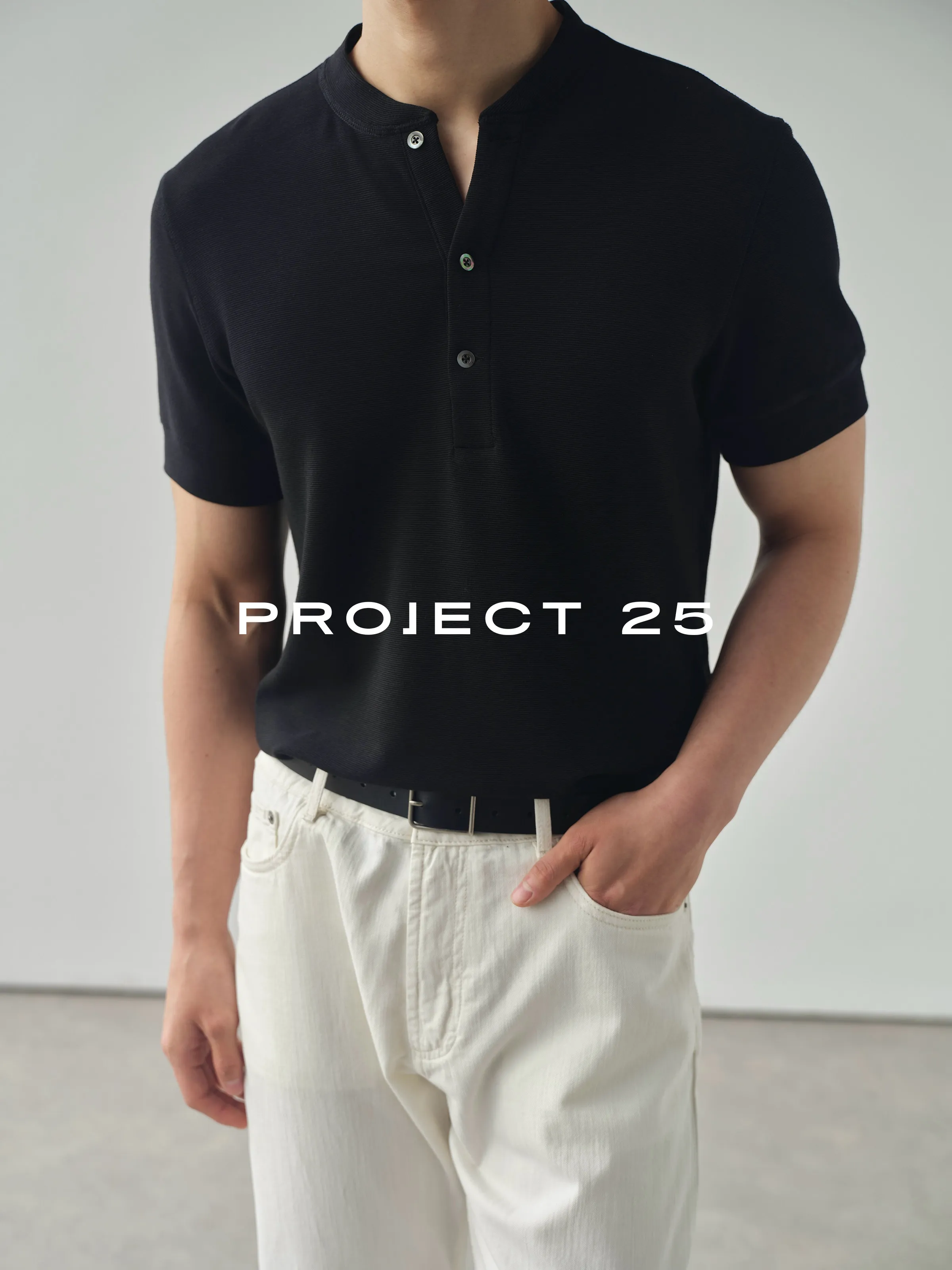 PROJECT 25 Men's Textured Cotton Old Money Style Henley T-Shirt, Soft Breathable Casual Versatile Short Sleeve Tops Hot Sale
