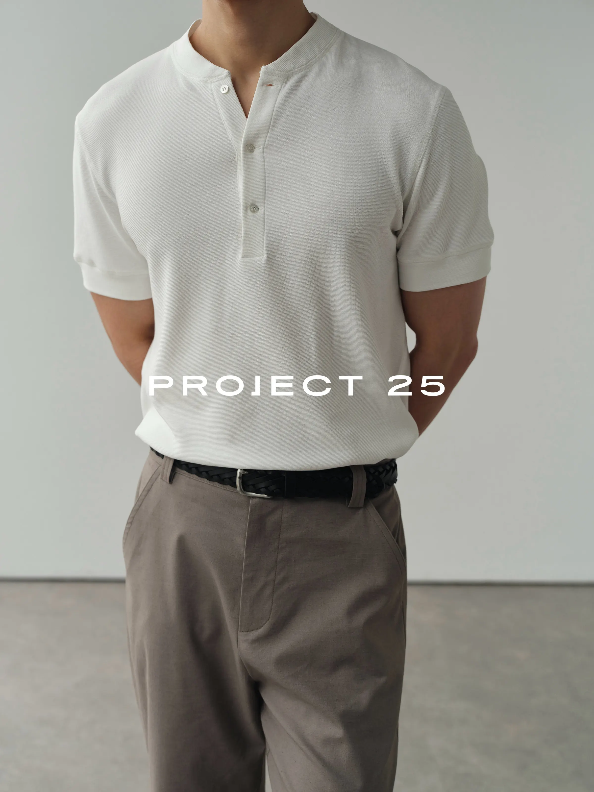 PROJECT 25 Men's Textured Cotton Old Money Style Henley T-Shirt, Soft Breathable Casual Versatile Short Sleeve Tops Hot Sale