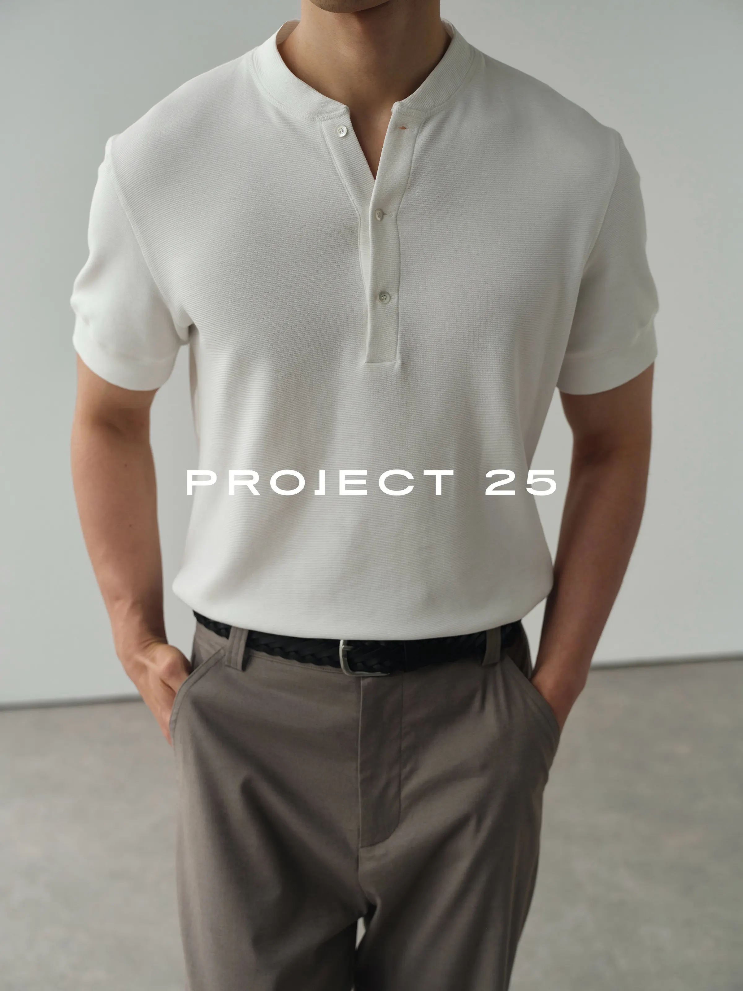 PROJECT 25 Men's Textured Cotton Old Money Style Henley T-Shirt, Soft Breathable Casual Versatile Short Sleeve Tops Hot Sale