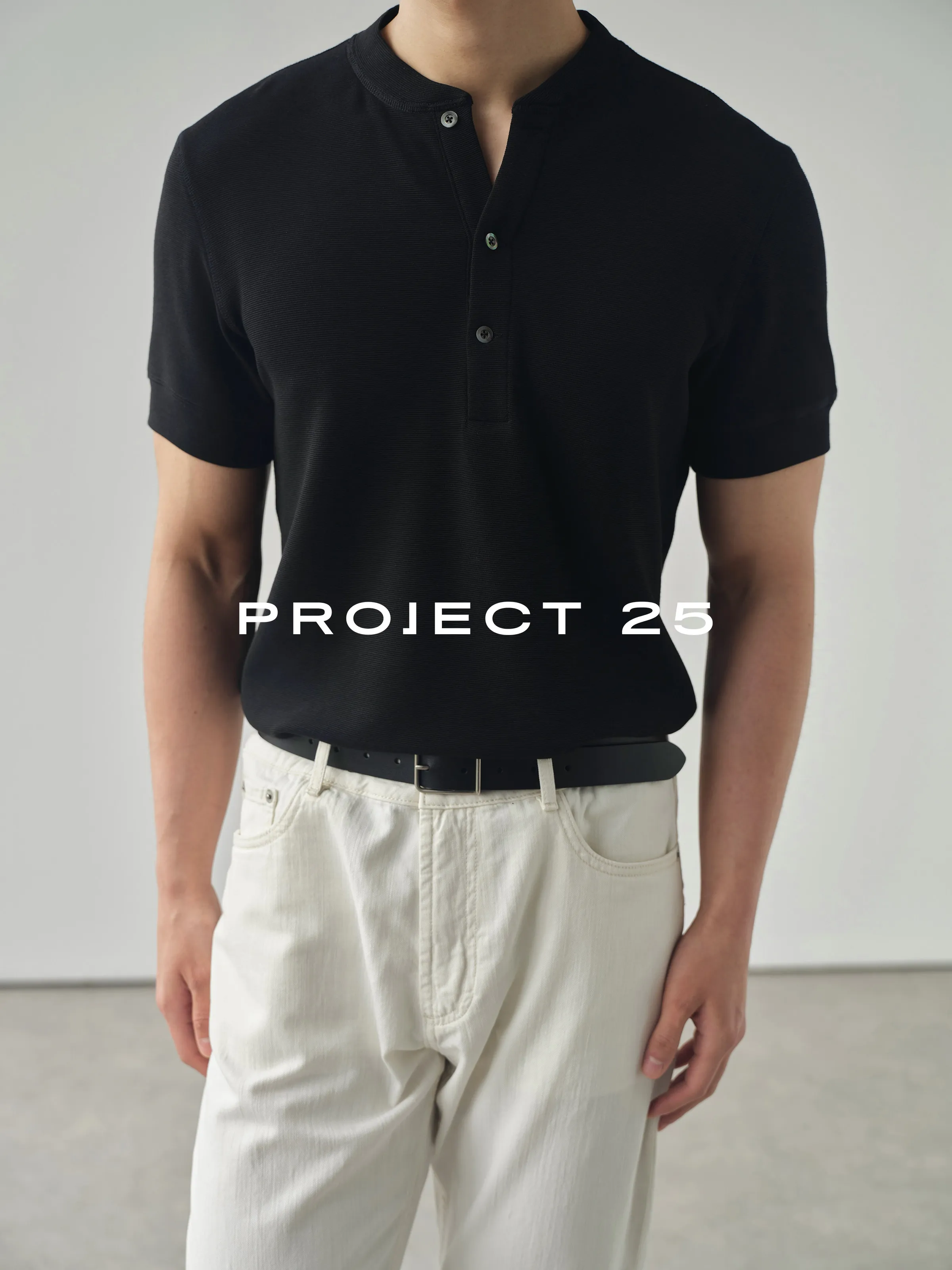 PROJECT 25 Men's Textured Cotton Old Money Style Henley T-Shirt, Soft Breathable Casual Versatile Short Sleeve Tops Hot Sale